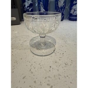 Jeannette Iris Herringbone Crystal Clear Footed Sherbet Depression Glass